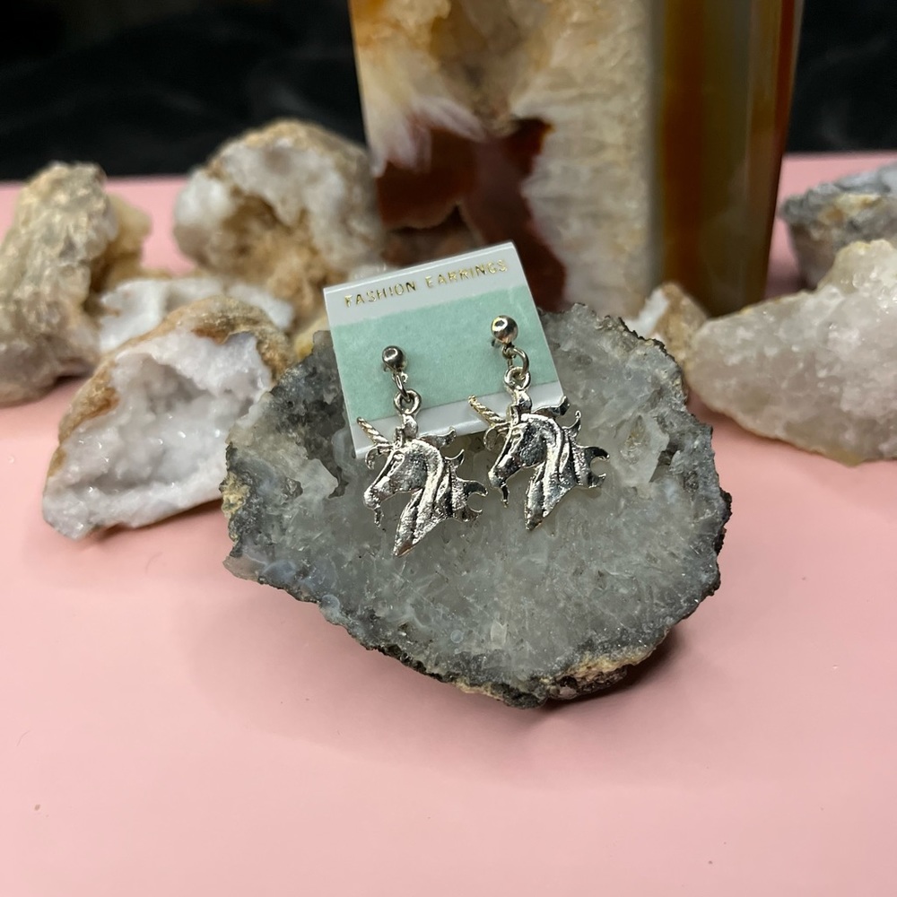 Fashion Earrings Silver Unicorns Studs